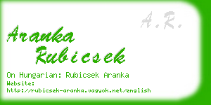 aranka rubicsek business card